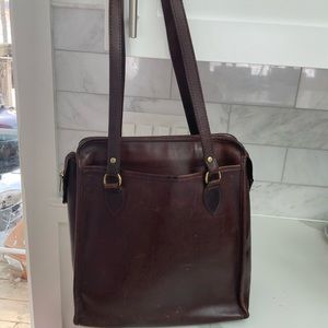 Aston Brown Leather Small Briefcase Messenger Crossbody Carry Bag